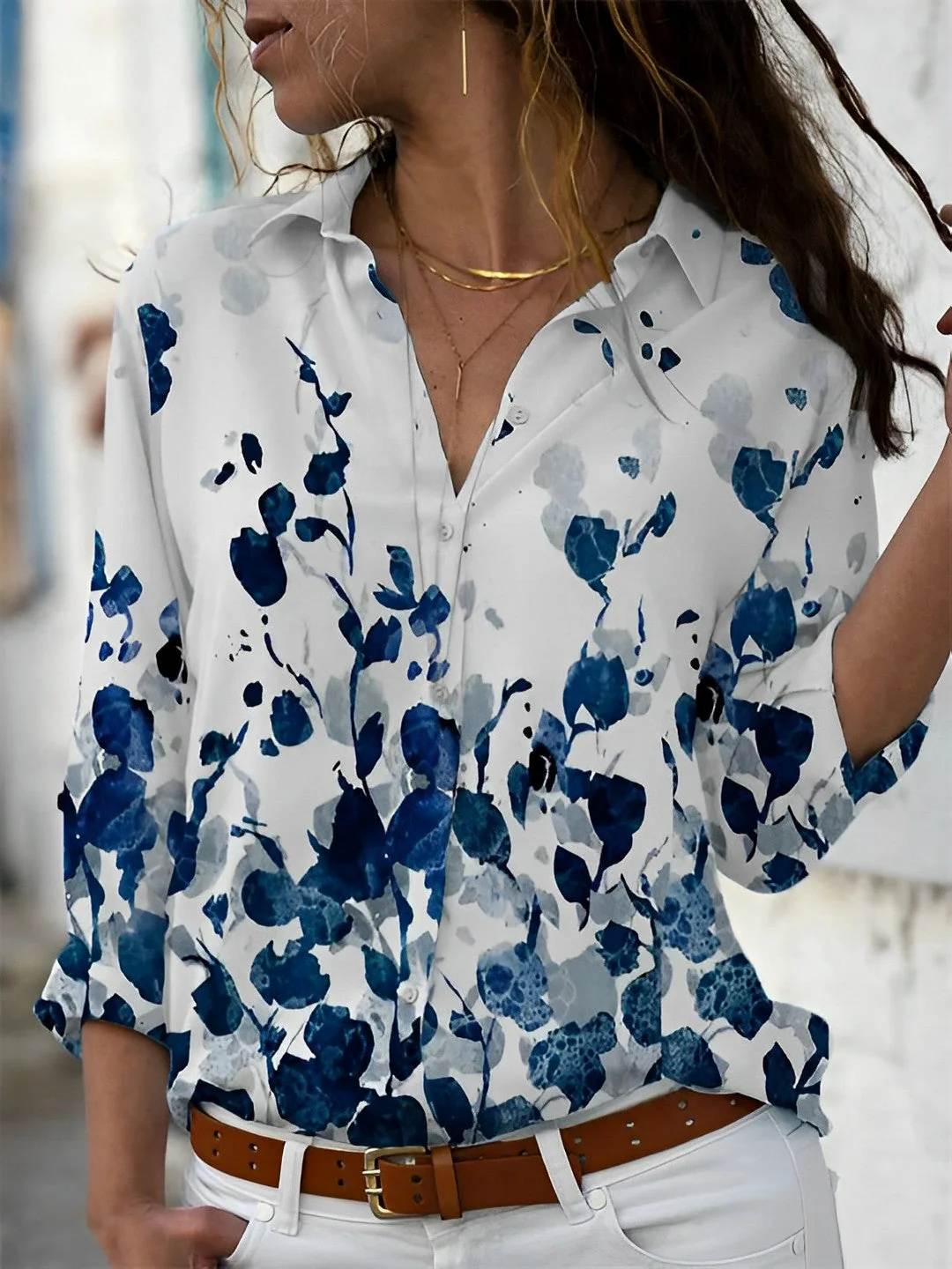 Stijlvol Abstract Print Shirt met Lange Mouwen | Modern en Comfortabel Dames T-shirt - Afbeelding 7