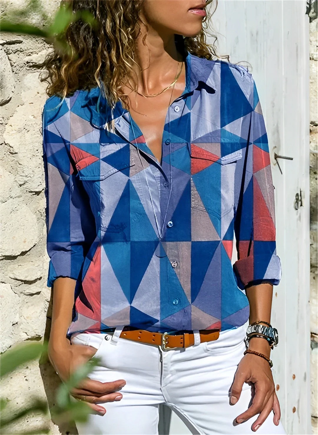 Stijlvol Abstract Print Shirt met Lange Mouwen | Modern en Comfortabel Dames T-shirt - Afbeelding 4