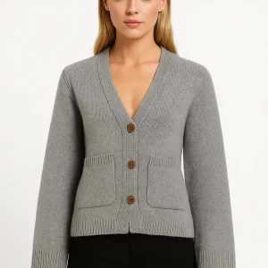 Gebreid Vest | V-Hals met Knopen | Warme Herfstbasic