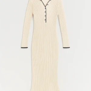 Maxi Jurk Dames - Lange Mouwen Getailleerd met V-hals | Elegant