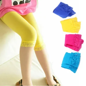 Effen capri panty met kant