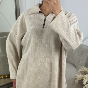 Jacquard Two-Piece Set met Halve Rits