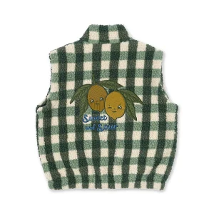 Jody teddy vest | Green check | Konges Slojd