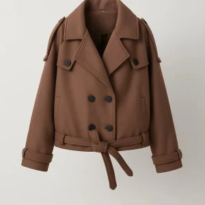 Korte Damesjas | Dubbelrijig Met Ceintuur | Stoer en Tijdloos Design