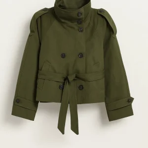 Korte Trenchcoat Dames | Hoge Kraag en Ceintuur | Stoer en Functioneel