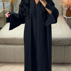 Lange Abaya met V-hals en Splitmouwen