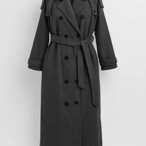 Lange Damesmantel | Dubbelrijig Model met Ceintuur | Klassiek en Elegant