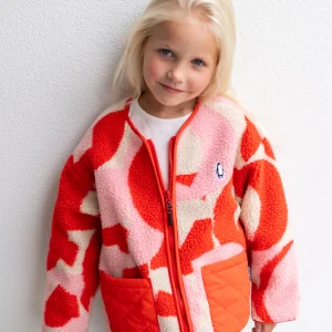 Jacket sleeping lion | Poppin red/printed teddy | Reversible | Gosoaky