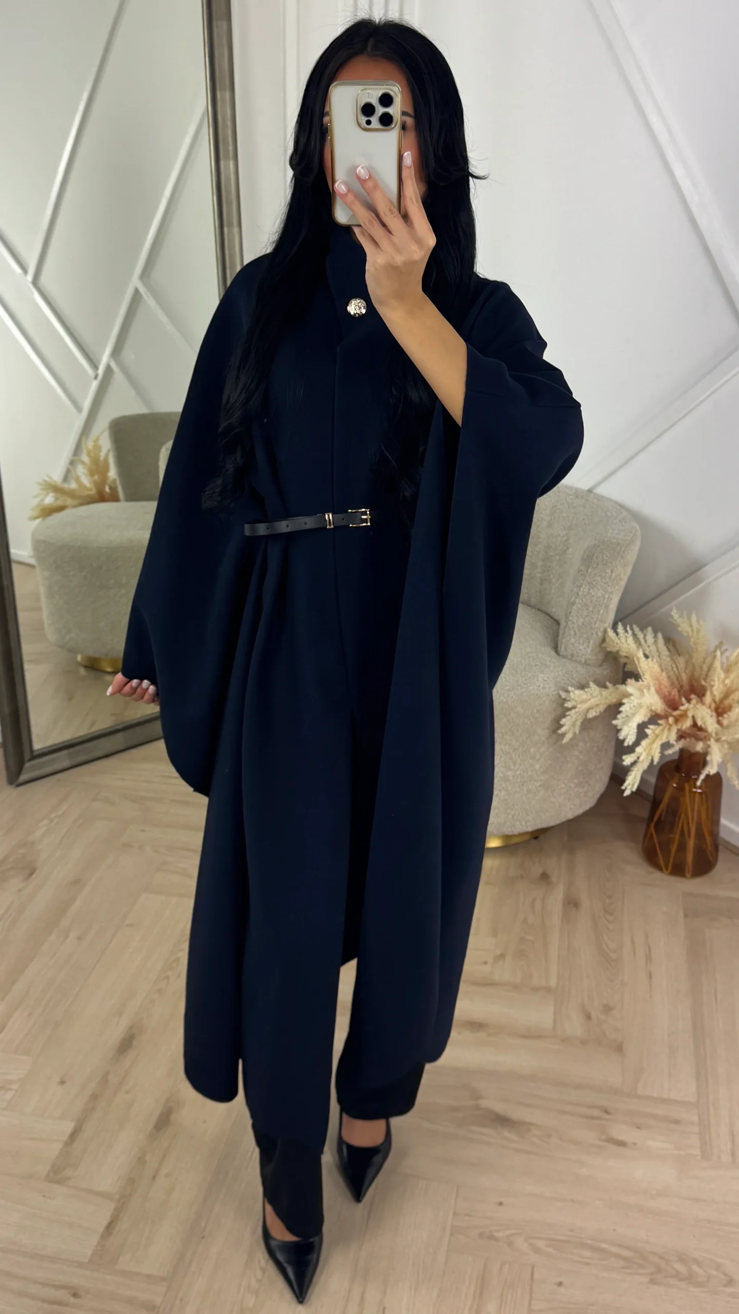 Luxe Cape Coat met TailleCeintuur - Afbeelding 2