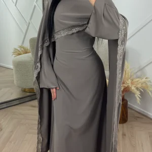Abaya Jurk met Cape Detail en Kantafwerking
