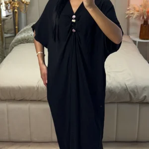 Maxi Jurk van Viscose met Sierknoopdetails