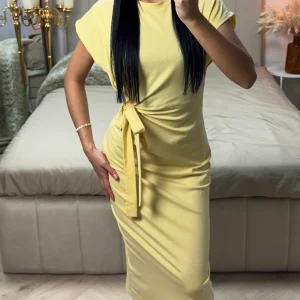 Midi Jurk met Strikdetail – Viscosemix en Stretch