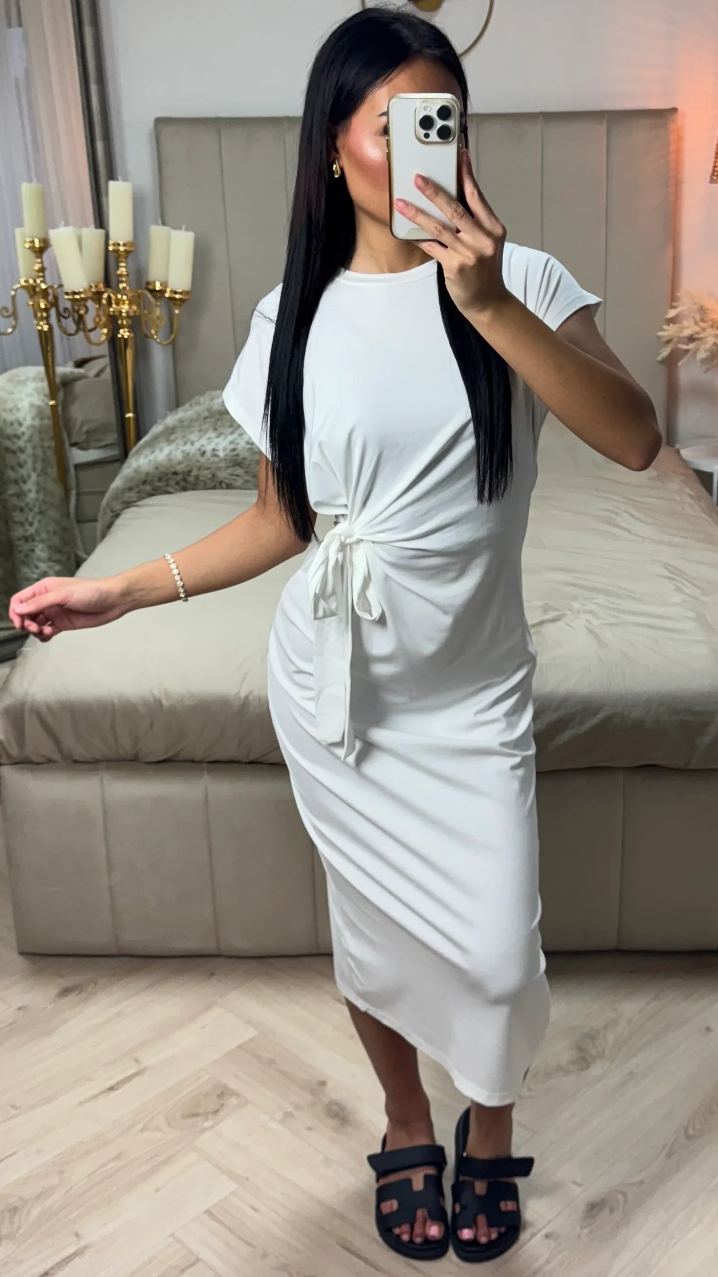 Midi Jurk met Strikdetail – Viscosemix en Stretch - Afbeelding 4