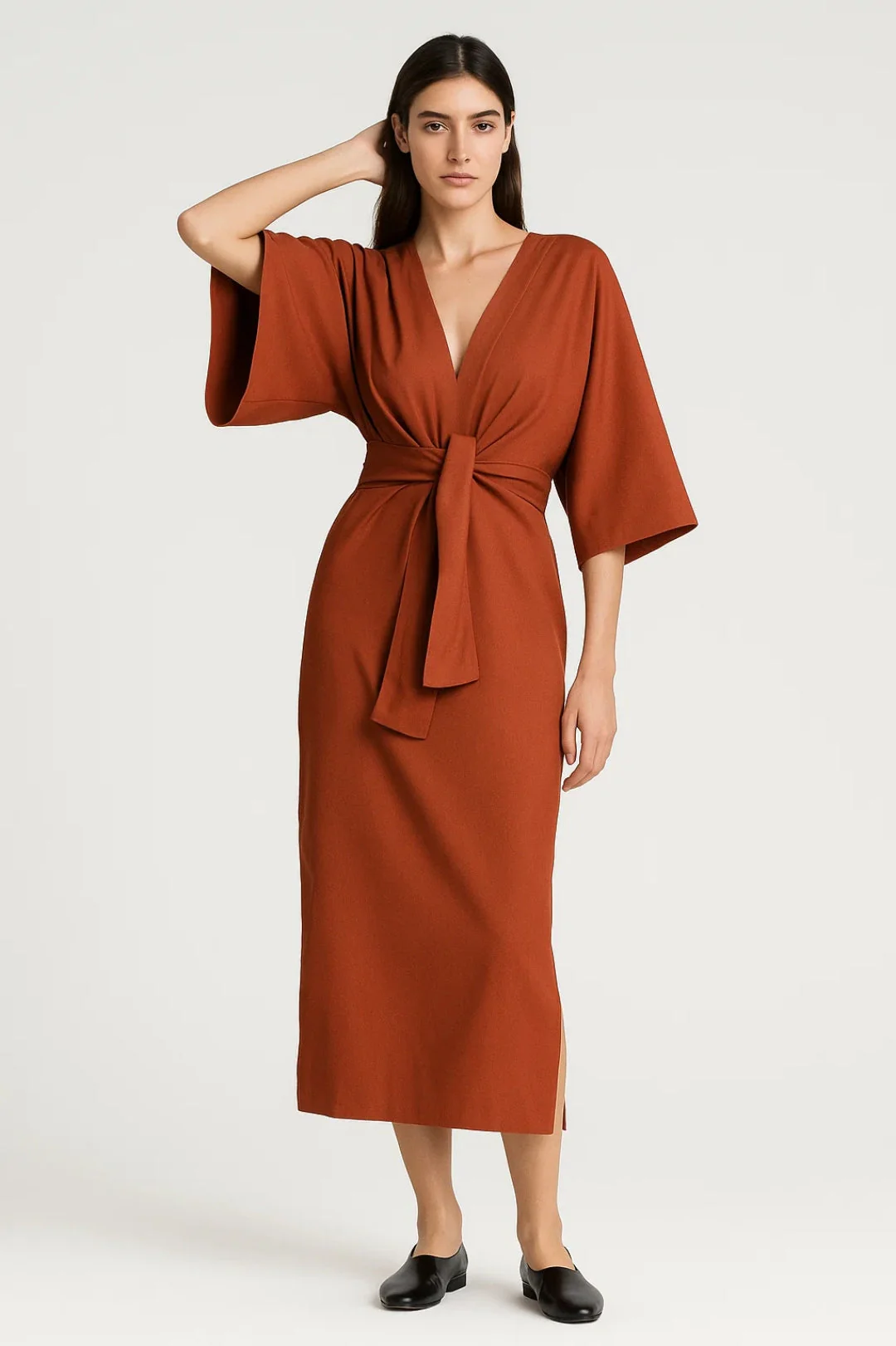 Dames Jurk | Elegant Midi | Wikkelmodel | Herfst - Afbeelding 2