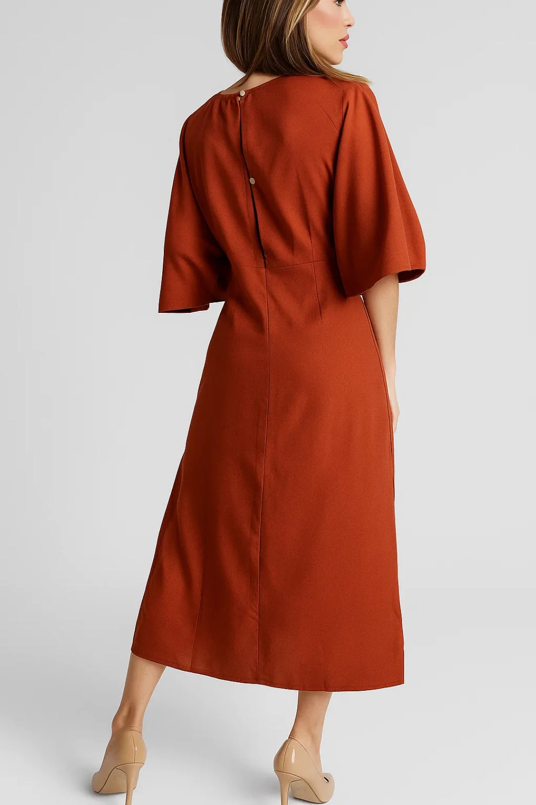 Dames Jurk | Elegant Midi | Wikkelmodel | Herfst - Afbeelding 3