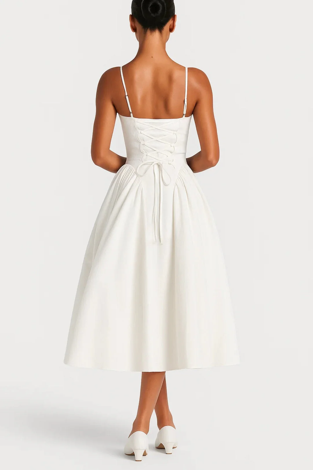 Midi Jurk Dames - Spaghettibandjes met Wijde Geplooide Rok | Elegant - Afbeelding 5