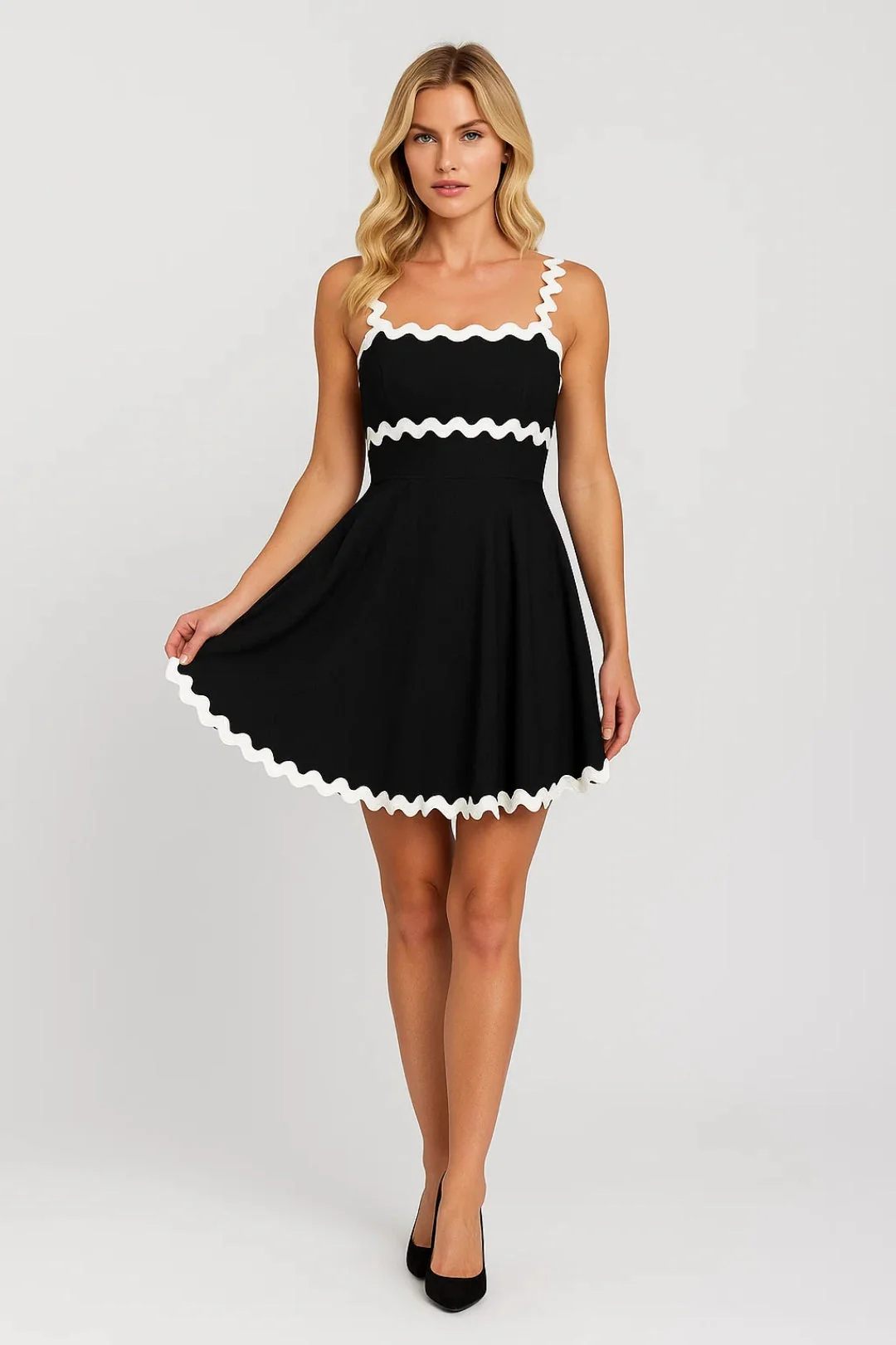 Mini Jurk Dames - Spaghettibandjes met Contrast Bies | Zomer - Afbeelding 3