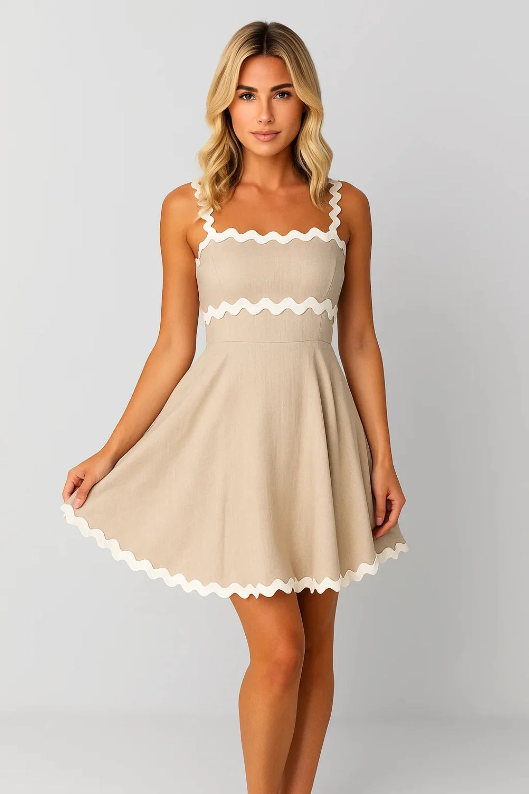 Mini Jurk Dames - Spaghettibandjes met Contrast Bies | Zomer - Afbeelding 7