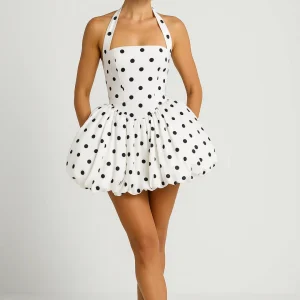 Mini Jurk Dames - Halter Neck met Volumineuze Bolrok | Chique