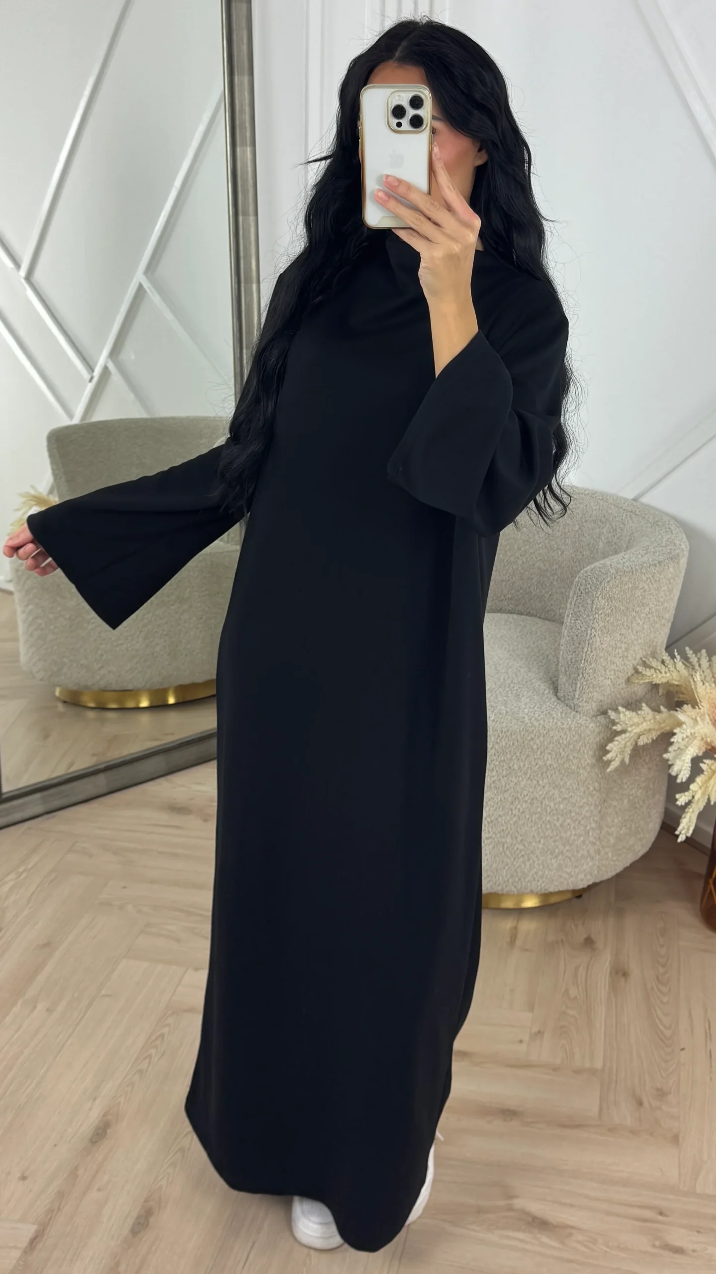 Minimal Maxi Jurk met Wijde Mouwen - Afbeelding 3