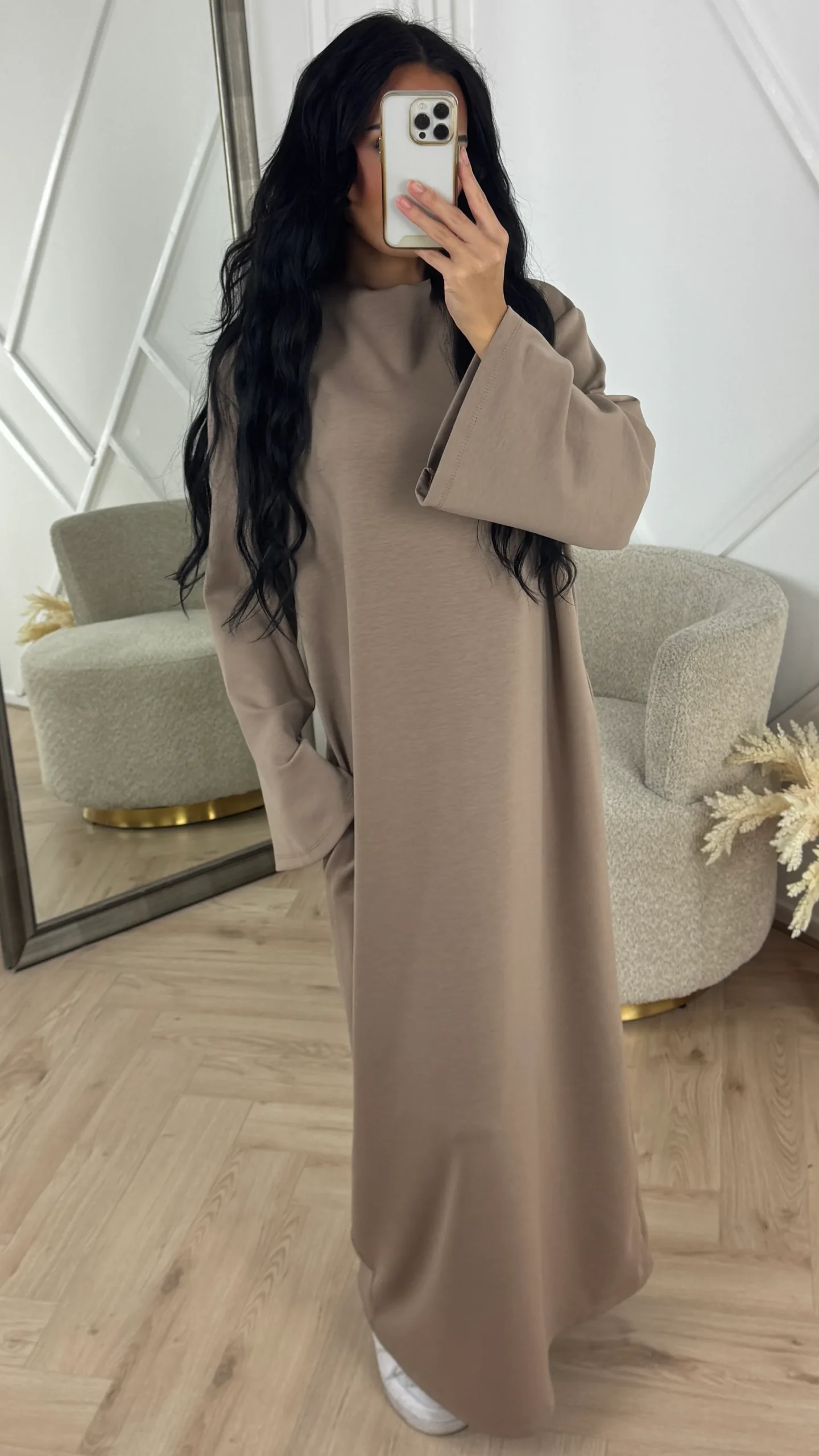 Minimal Maxi Jurk met Wijde Mouwen - Afbeelding 5