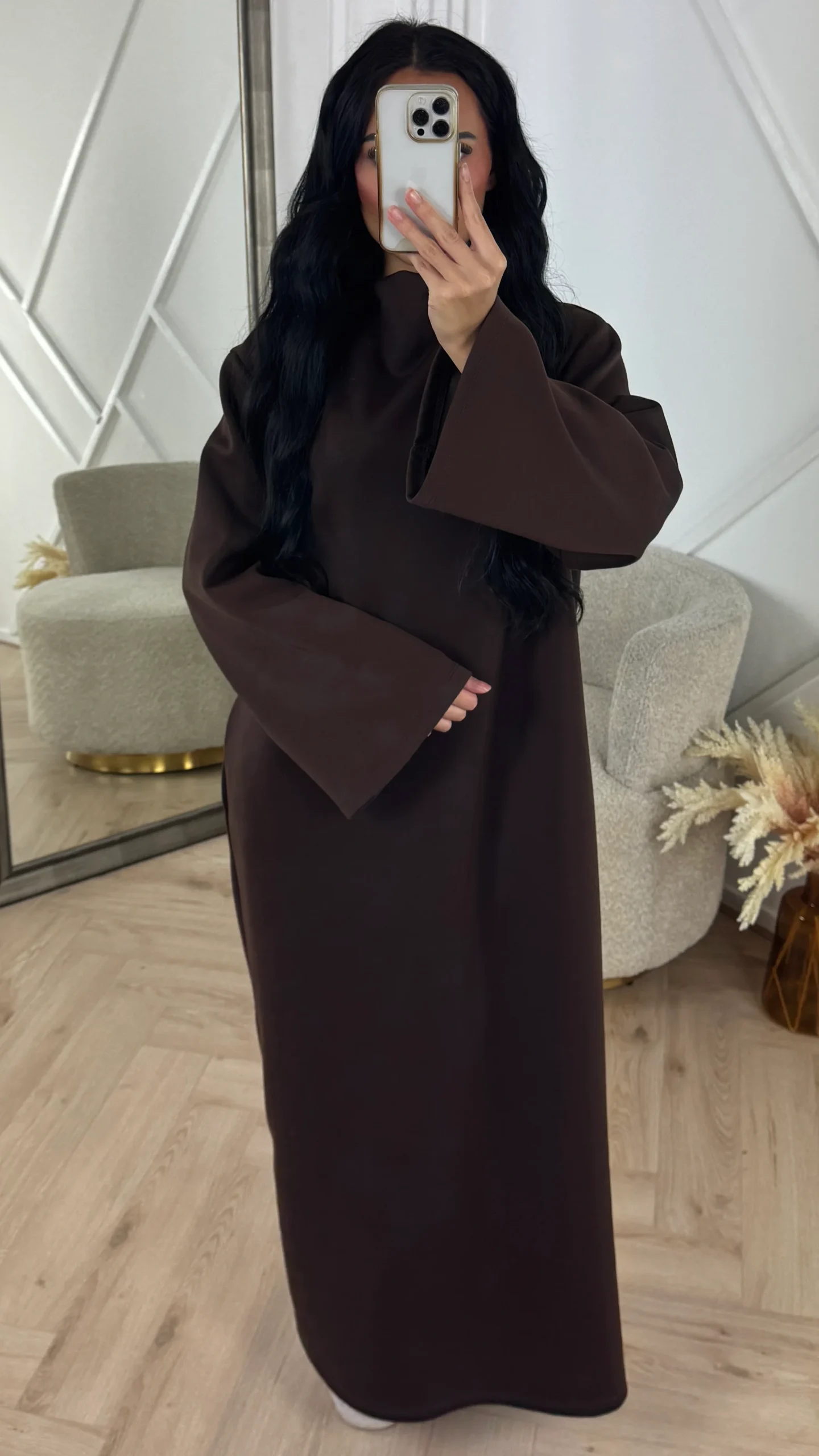 Minimal Maxi Jurk met Wijde Mouwen - Afbeelding 6