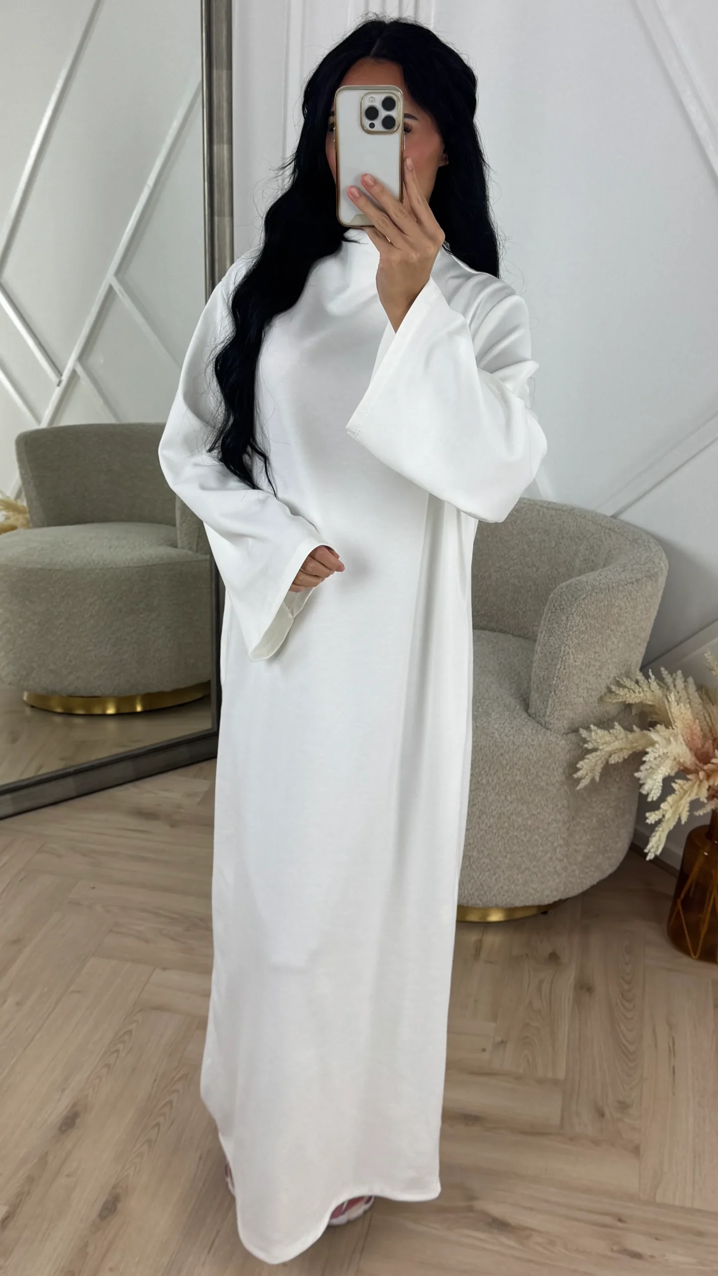 Minimal Maxi Jurk met Wijde Mouwen - Afbeelding 9