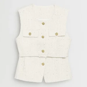 Mouwloos Damesgilet | Getailleerd Model met Goudkleurige Knopen | Elegant en Tijdloos