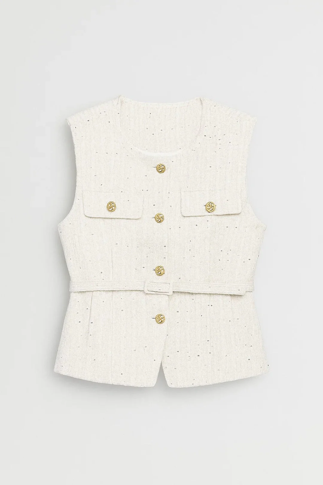 Mouwloos Damesgilet | Getailleerd Model met Goudkleurige Knopen | Elegant en Tijdloos