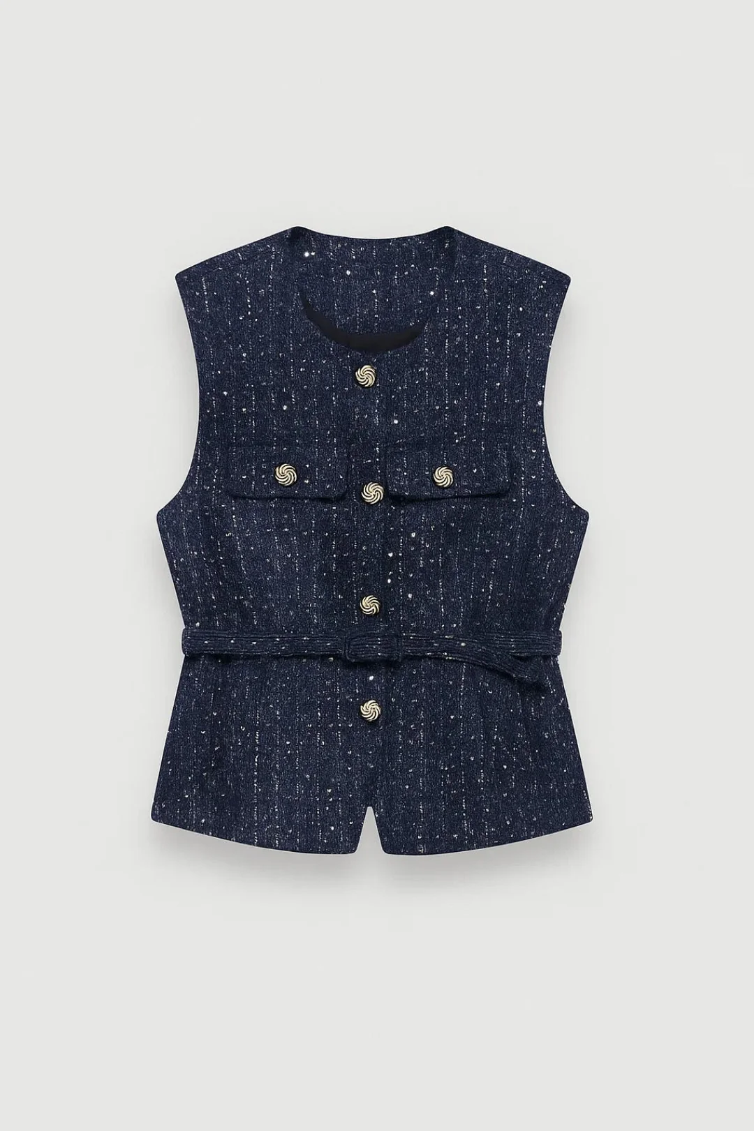 Mouwloos Damesgilet | Getailleerd Model met Goudkleurige Knopen | Elegant en Tijdloos - Afbeelding 6