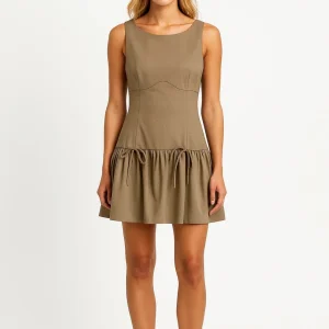 Mouwloze Damesjurk | Speelse A-Lijn met Strikdetails | Licht en Vrouwelijk