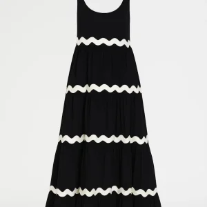 Maxi Jurk Dames - Gelaagde Rok met Contrast Biesjes | Casual