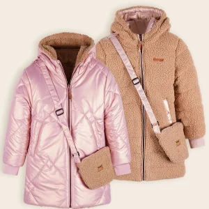 Betty Reversible Winterjas met Tasje Bruin/Roze