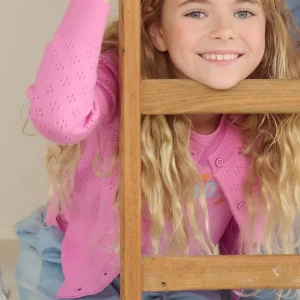 Alia Ajour Gebreid Vest Roze