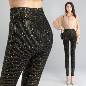 Zwarte legging met goud of zilver opdruk