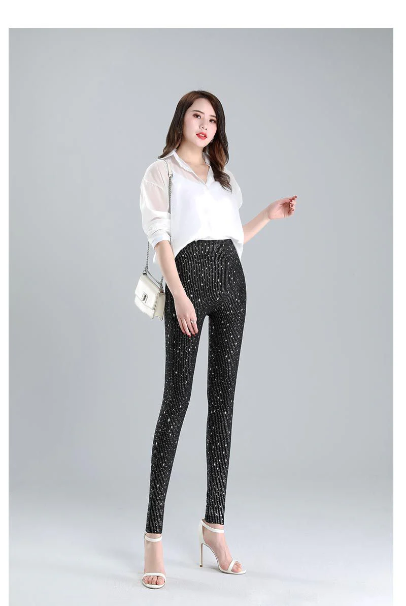 Zwarte legging met goud of zilver opdruk - Afbeelding 4