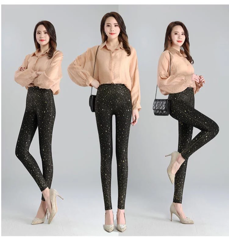 Zwarte legging met goud of zilver opdruk - Afbeelding 5