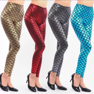 Mermaid glans legging voor dames