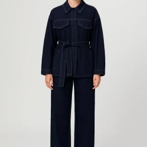 Set Dames - Oversized Jas met Wide Leg Jeans en Ceintuur | Casual