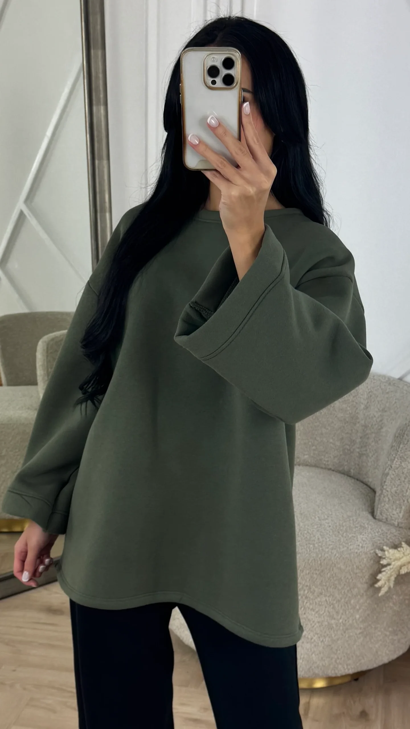 Oversized Cotton Sweater met Wijde Mouwen - Afbeelding 4