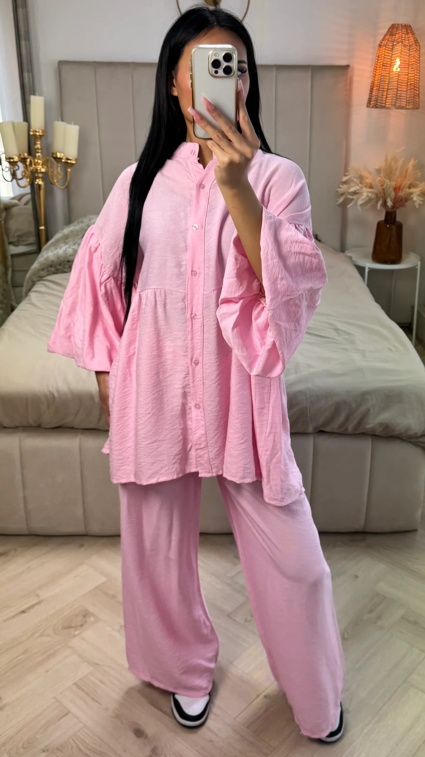 Oversized Katoenen Set met Pofmouwen & Rechte Broek - Afbeelding 4