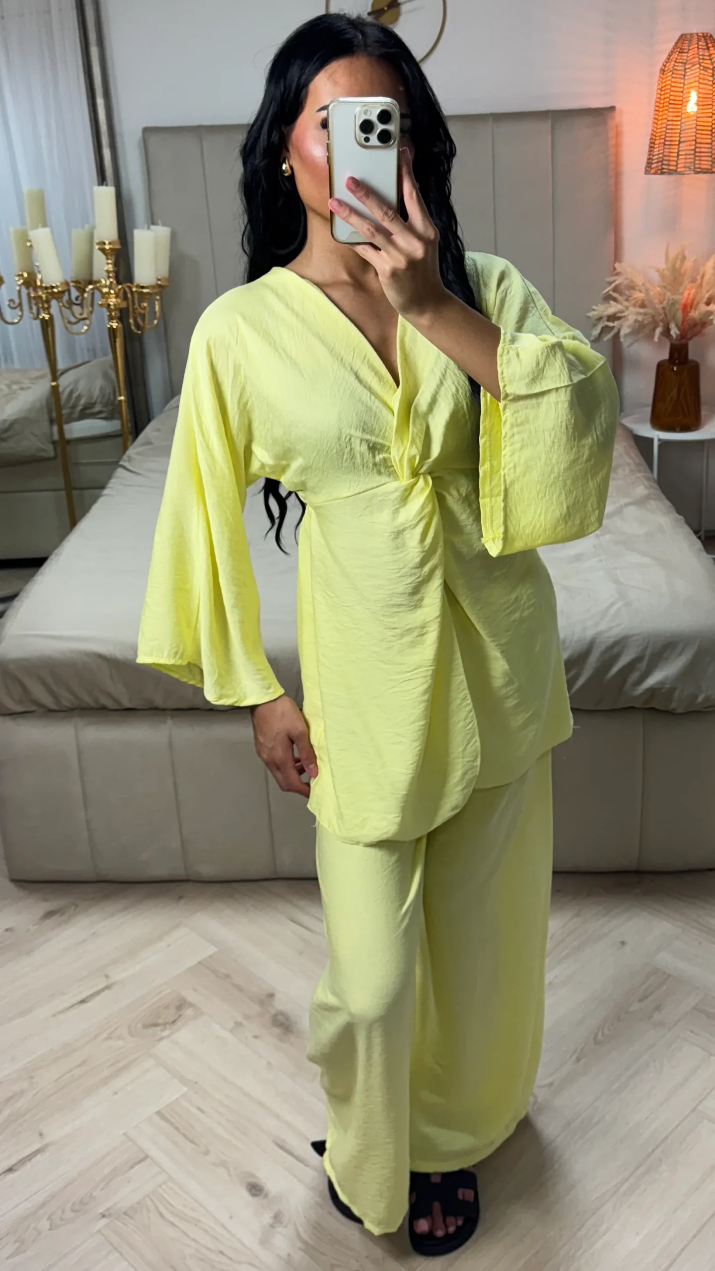 Oversized Viscoseblend Set met Gedraaid Detail & Wijde Broek - Afbeelding 2