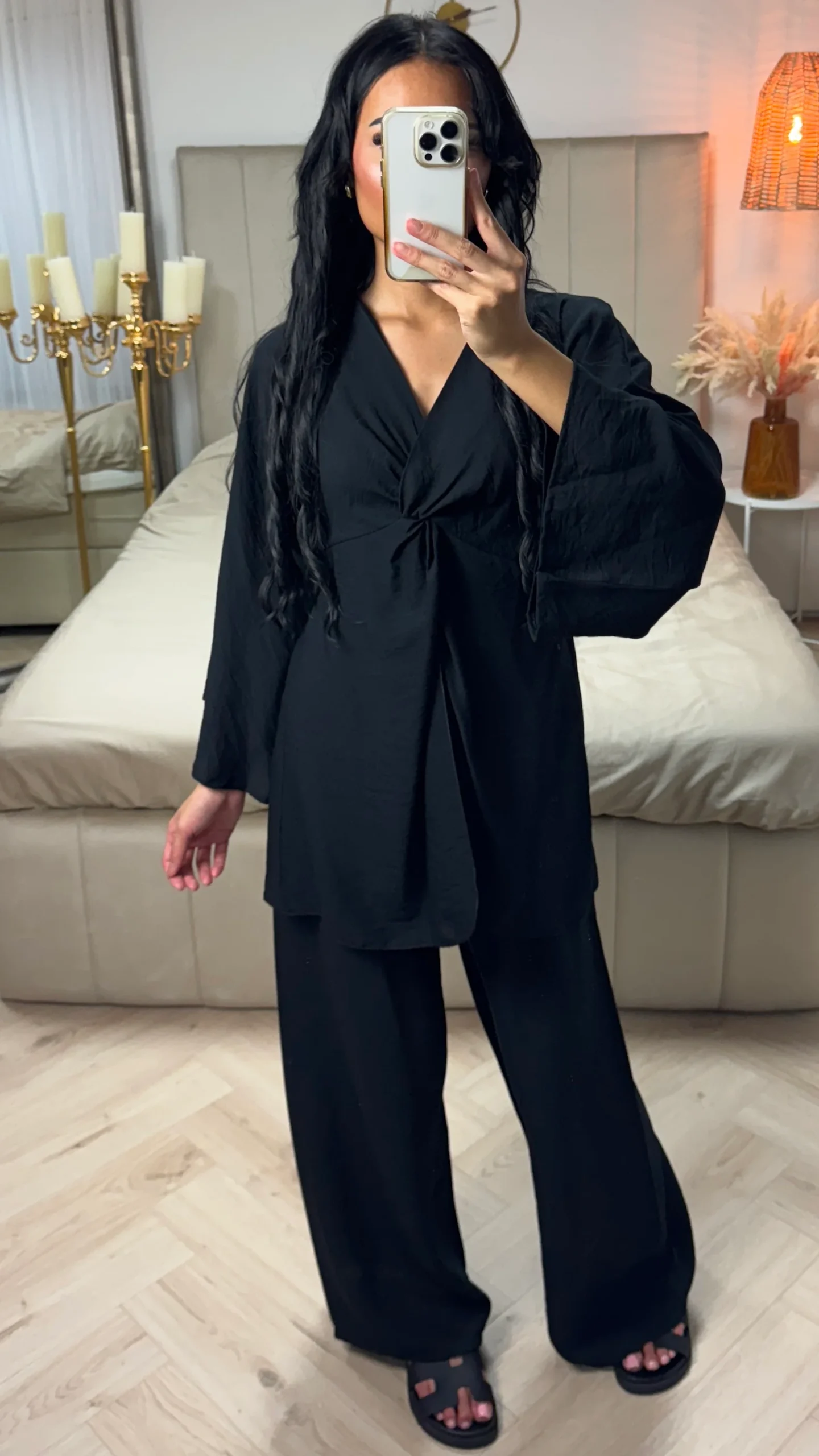 Oversized Viscoseblend Set met Gedraaid Detail & Wijde Broek - Afbeelding 3