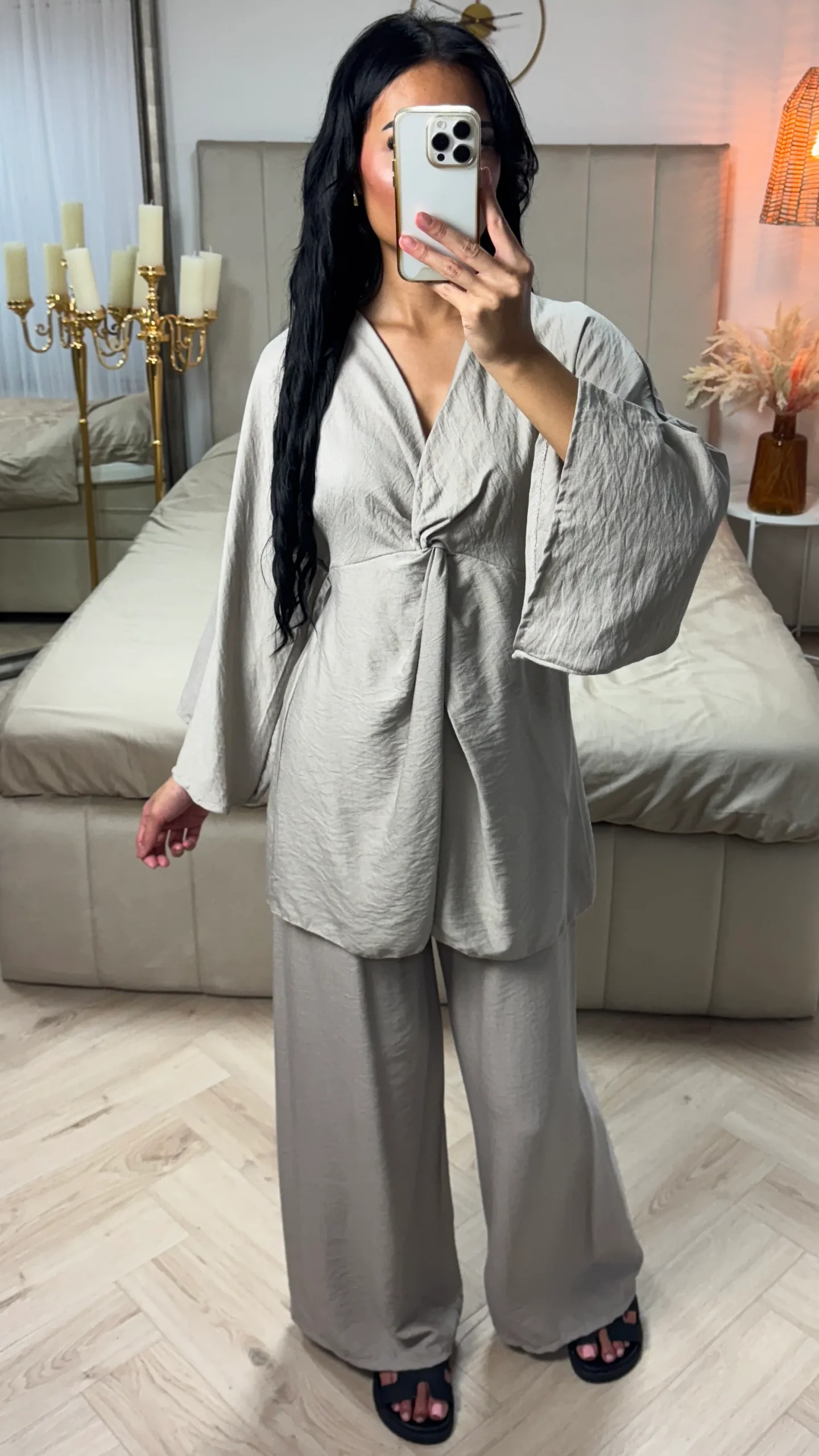 Oversized Viscoseblend Set met Gedraaid Detail & Wijde Broek - Afbeelding 7