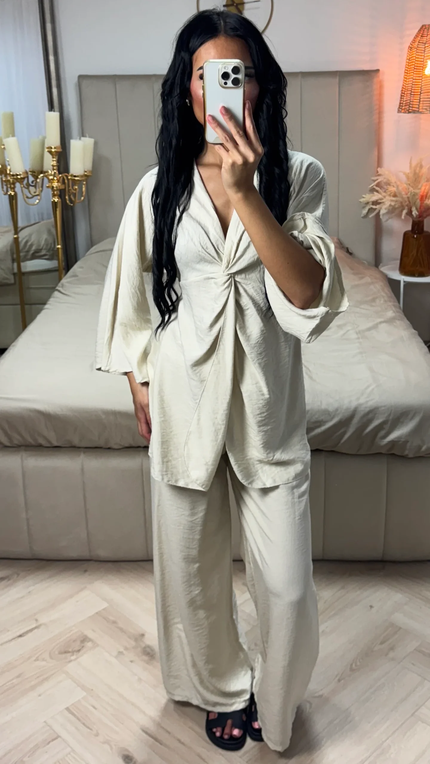 Oversized Viscoseblend Set met Gedraaid Detail & Wijde Broek - Afbeelding 9