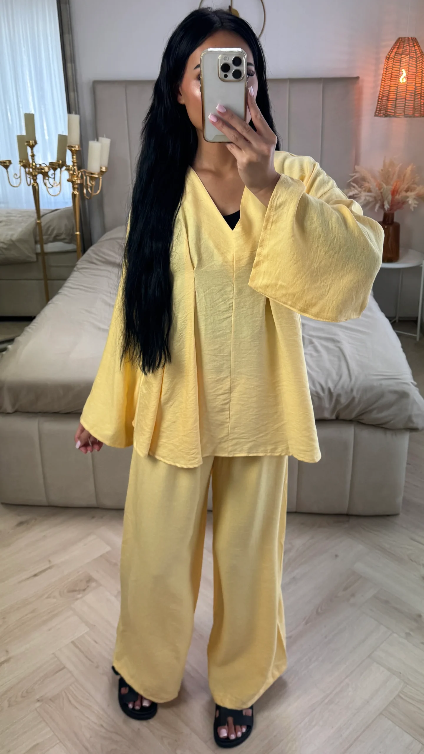 Oversized Viscoseblend Set met Lange Mouwen en Wijde Broek - Afbeelding 4