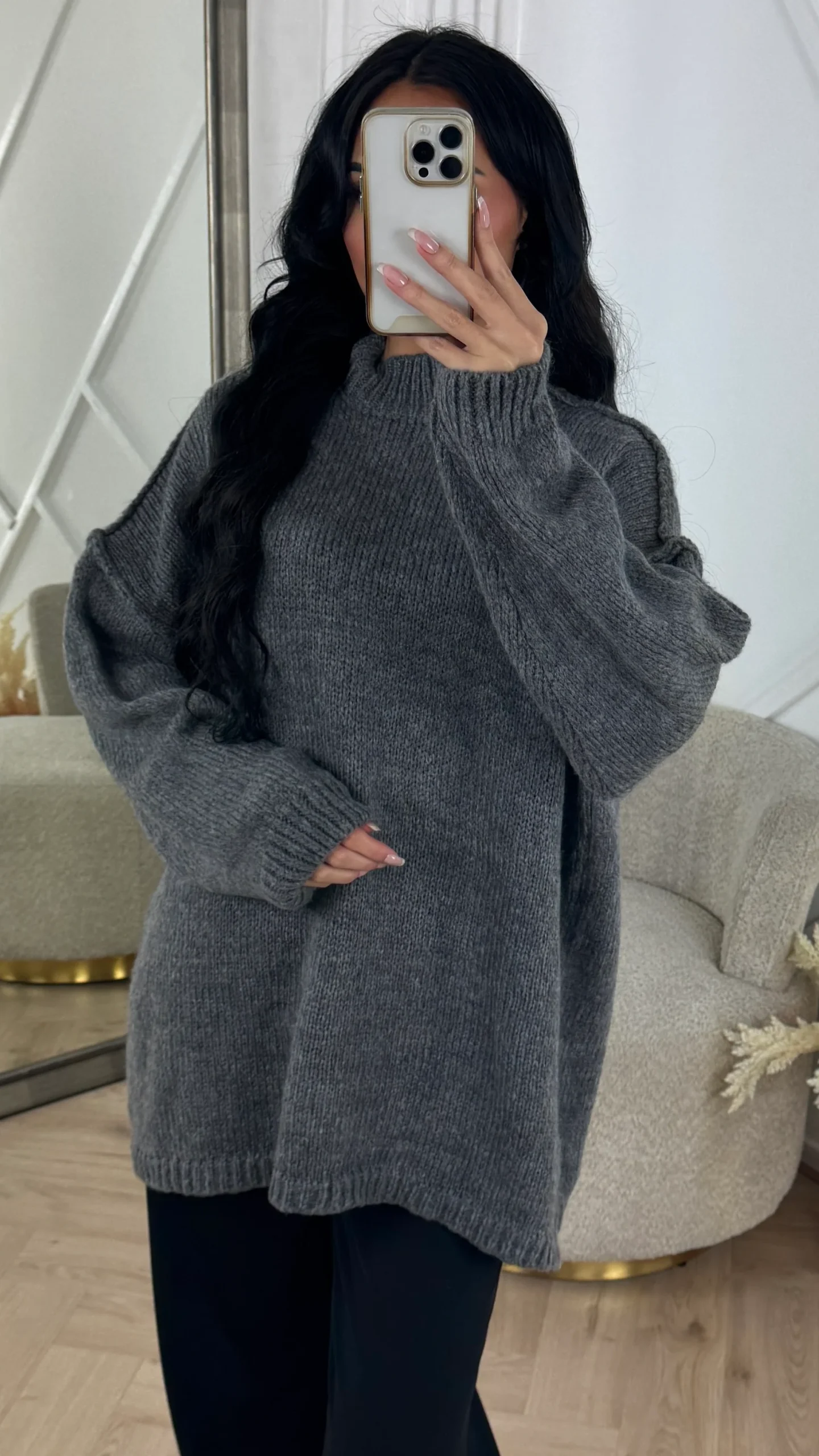 Oversized Wool Touch Knit Sweater - Afbeelding 4