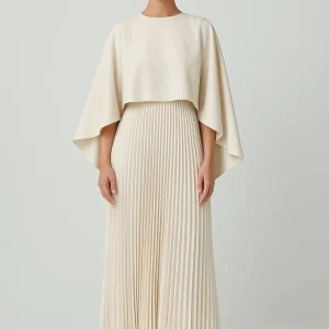 Plisséjurk | Vloeiend Silhouet met Cape-Mouwen | Tijdloze Elegantielaag