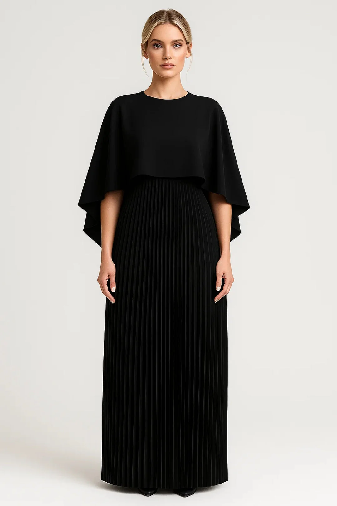 Plisséjurk | Vloeiend Silhouet met Cape-Mouwen | Tijdloze Elegantielaag - Afbeelding 3