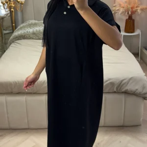 Polo Midi Jurk met Korte Mouwen & Knoopsluiting